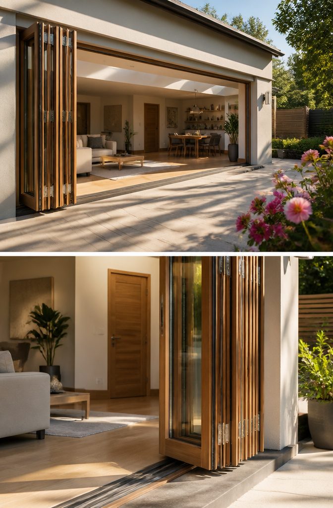 8 Patio Door Alternatives for 2026: Beyond Standard Sliding Glass 11 Various designs of bi-fold and pivot doors displayed together.