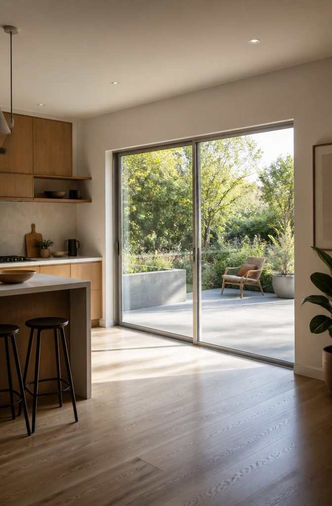 8 Patio Door Alternatives for 2026: Beyond Standard Sliding Glass 1 A sliding glass door with large panes allowing natural light.