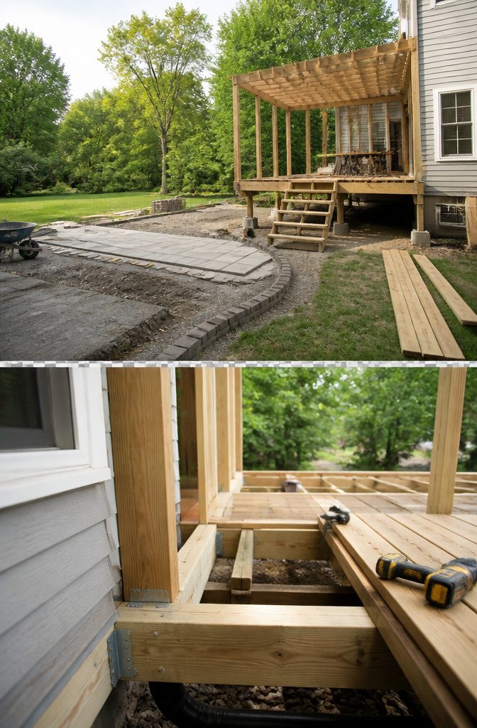 Deck vs Porch vs Patio: 7 Key Differences for Your Yard (2026) 9 Illustrative image showing the challenges of building a porch.