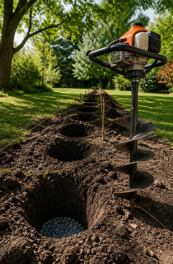How to Build a Backyard Fence: 9 Steps for 2026 5 A worker digging a post hole for a fence.
