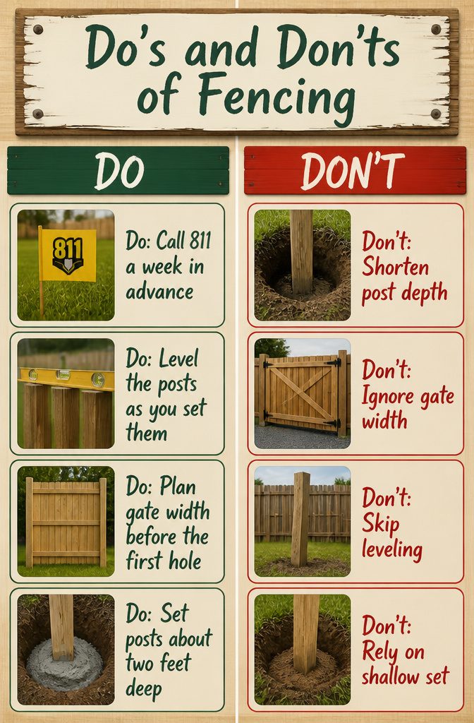 How to Build a Backyard Fence: 9 Steps for 2026 13 A list of do's and don'ts for building a fence.