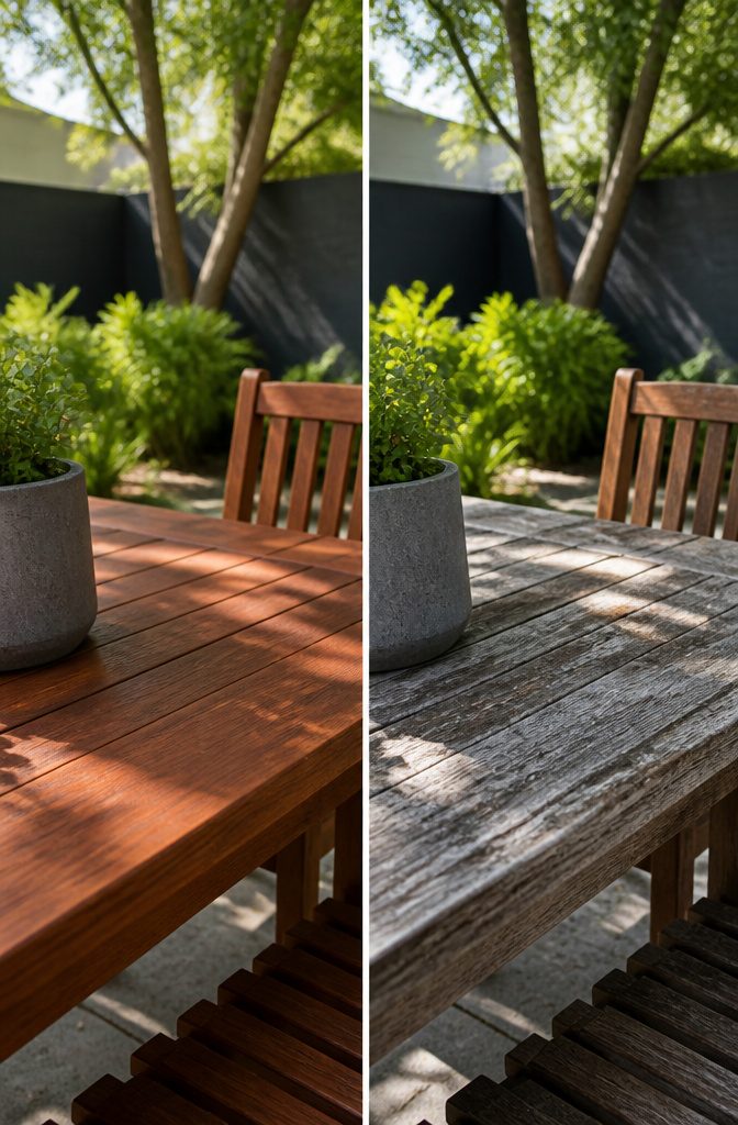 Teak wood and eucalyptus wood samples showing durability.